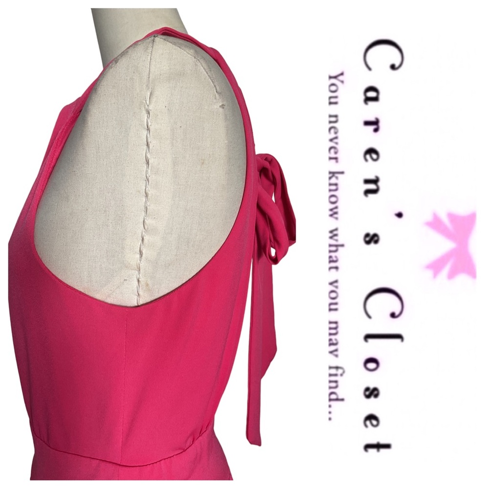Vince Comuto Pomegranate Pink Wide Leg Stretch Jersey Halter Pant Jumpsuit - Picture 6 of 10